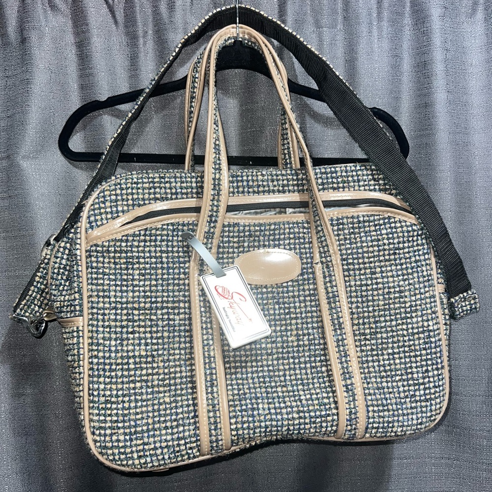 Vintage 60’s Skyway Tweed Plaid Carry On Bag Luggage